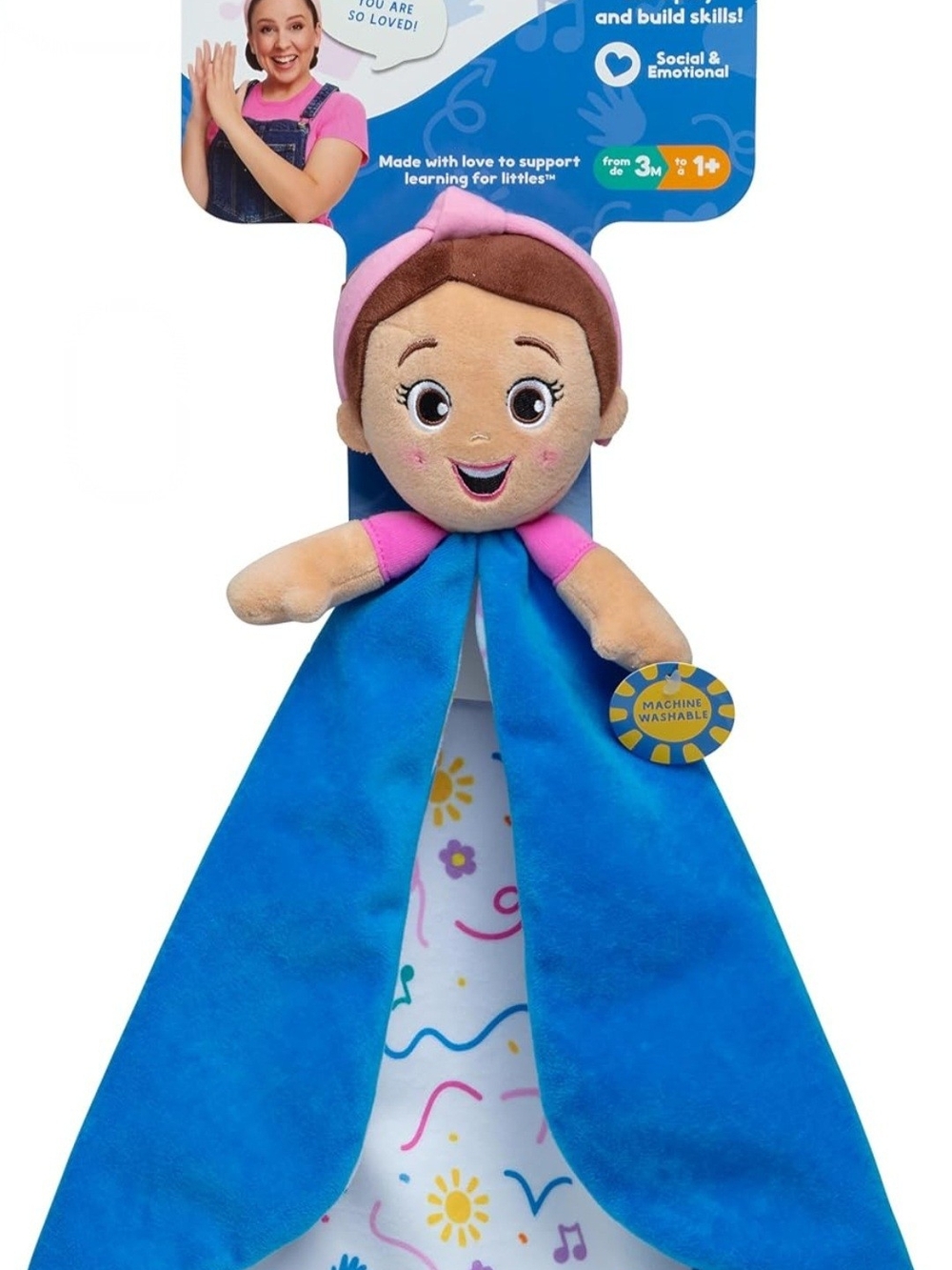 Rachel Blue Plush Lovey Doll with Pink Accent